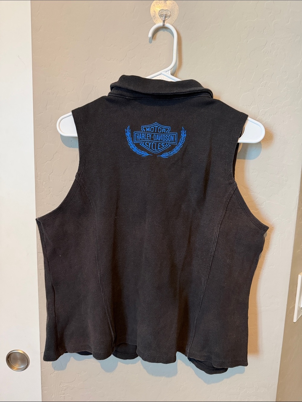 Harley-Davidson Black Women's Sleeveless Zip Vest with Blue Logo size 2XL ✨ - Picture 6 of 8
